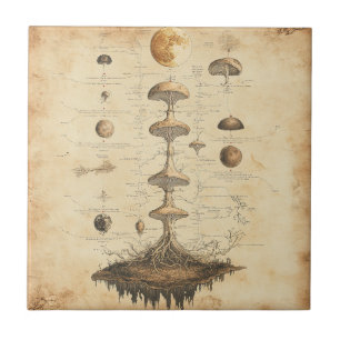 Carreau Graphique botanique de champignons vintage (12)