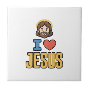 Carreau Graphique chrétien vintage j'aime Jésus
