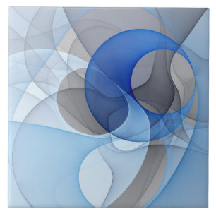 Carreau Graphique d'art fractal gris bleu Abstrait moderne