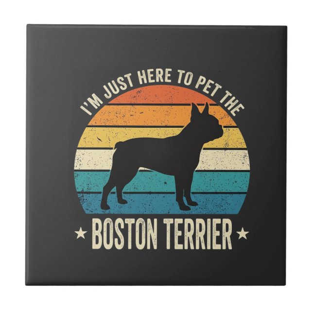 Carreau Graphique Rétro pour Amateur de Boston Terrier_1 (Devant)