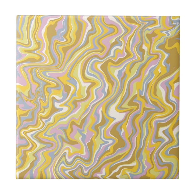 Carreau Gras moderne Abstrait marbre vert Wavy Stripe (Devant)