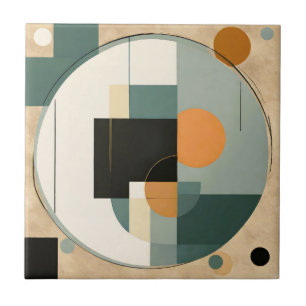 Carreau Gras rétro : Cercles et rectangles Abstraits