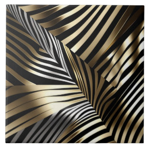 Carreau Gras Zebra Stripes - Noir, Or, Argent
