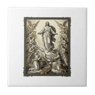 Carreau Gravure d'ange d'ascension vintage Vector Art_1