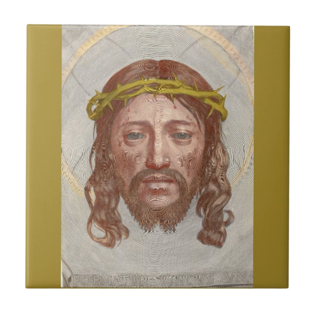 Carreau Gravure du visage du Christ de Claude Mellan en 16 (Devant)