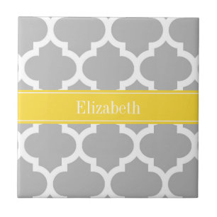 Carreau Gray White Moroccan #5 Pineapple Name Monogram