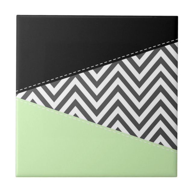 Carreau Gray Zigzag, Gray Chevron, Zigzag Pattern, Mint (Devant)