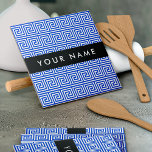 Carreau Grec Meander Key Blue, Votre Nom, Personnaliser<br><div class="desc">Elégante,  élégante et raffinée,  motif grecque dans les tons bleu et blanc. Un cadeau moderne et tendance,  parfait pour les amoureux de la Méditerranée dans votre vie. Personnalisez en ajoutant votre nom,  votre pseudonyme,  votre monogramme ou vos initiales.</div>