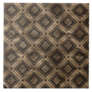 Carreau Grecque Meander Clé Motif noir et or