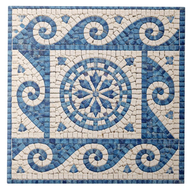 Carreau Greek Blue Mosaic – Mediterranean Ceramic Tile (Devant)