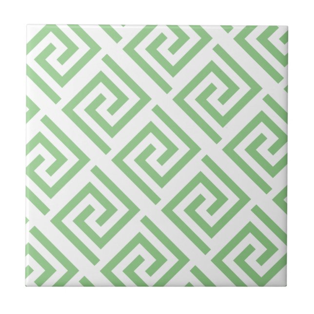 Carreau Greek Key Patterns White Sage Green Custom Classy (Devant)