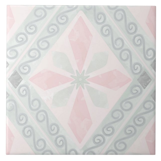 Carreau Green and pink pastel diamond pattern (Devant)