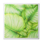 Carreau Green Botanical Ceramic Tile<br><div class="desc">A lovely Garden Leaves Illustration Ceramic Tile designed to decorate any space and bring a touch of nature and relaxation to your home.</div>