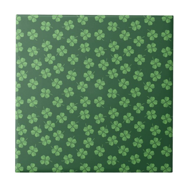 Carreau Green Celtic Irish Four Leafed Clovers St. Patrick (Devant)