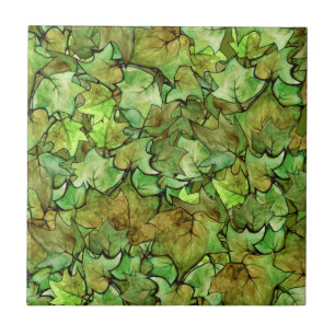 Carreau Green English Ivy Nature Watercolor Motif