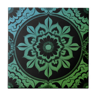 Carreau Green Gradient Mandala Ceramic Tile