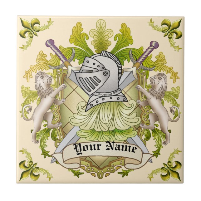 Carreau Green Knight Family Crest Nom (Devant)