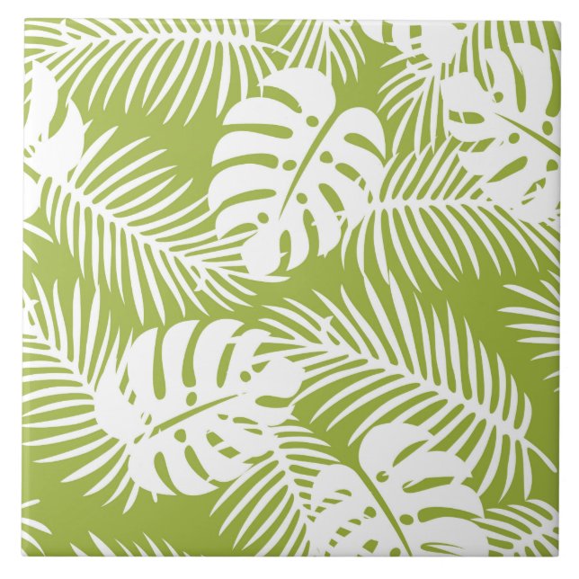 Carreau Green Palm Feuille Rainforest Motif (Devant)