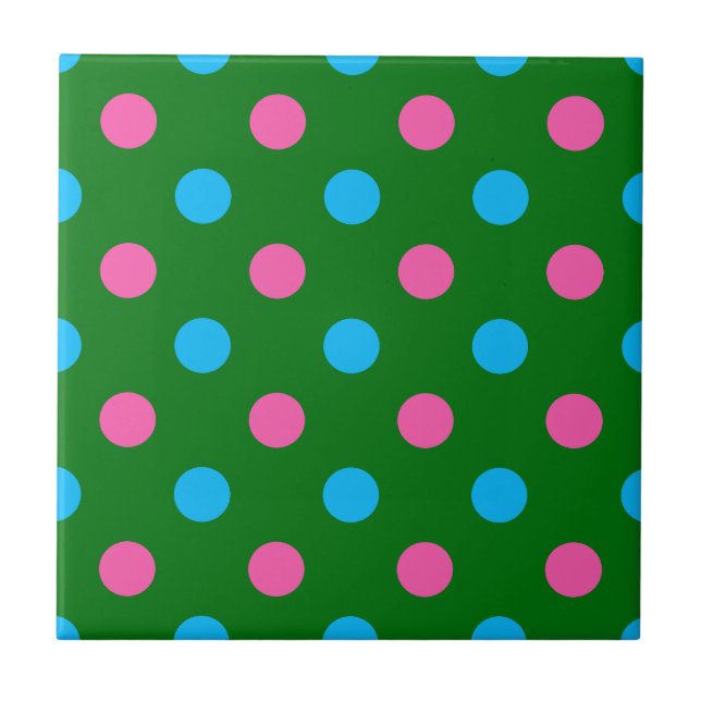 Carreau Green Pink Blue Polka Dot Pattern (Devant)