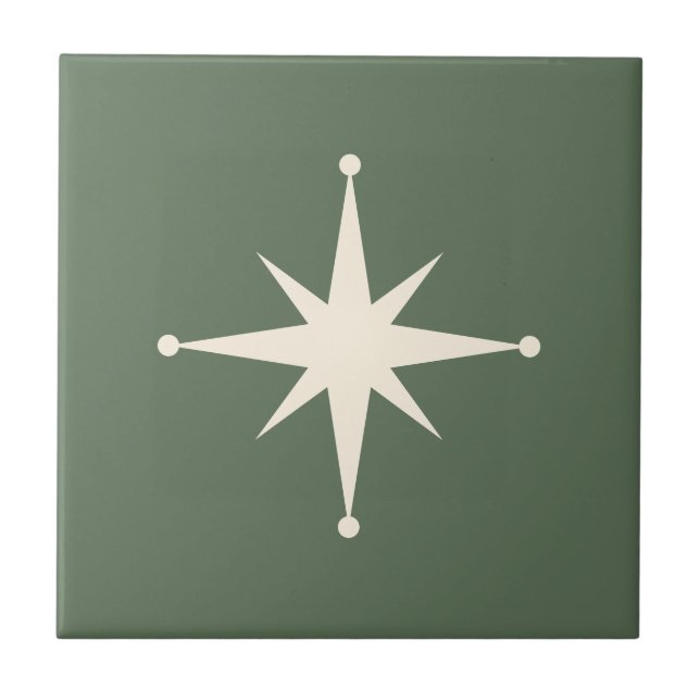 Carreau Green Starburst Mid Century Moderne Retro (Devant)