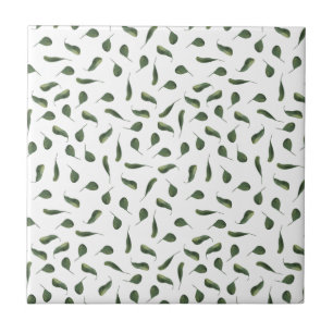 Carreau Green white small leaf jungle seamless pattern