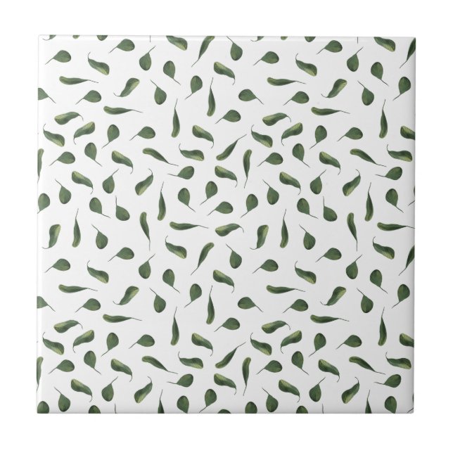 Carreau Green white small leaf jungle seamless pattern (Devant)