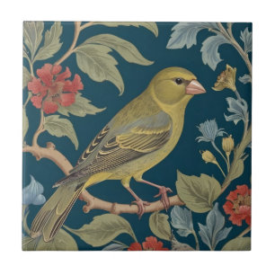 Carreau Greenfinch William Morris style R Green Finch Bird