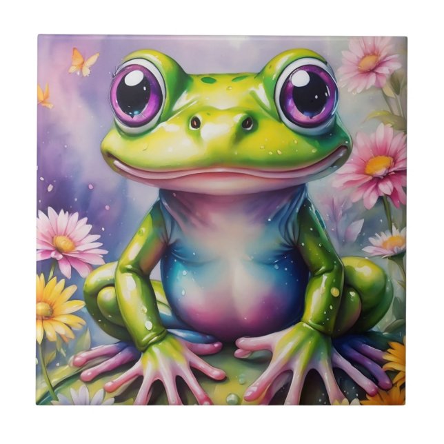 Carreau Grenouille Avec Art numérique Fleur (Devant)
