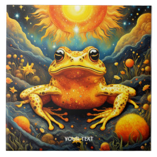 Carreau Grenouille jaune mignonne Imaginaire soleil