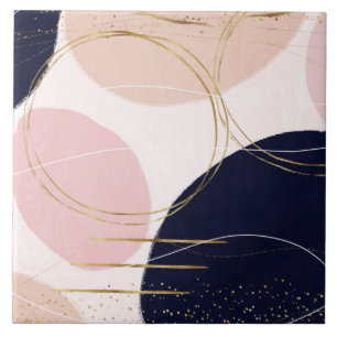 Carreau Grèves et cercles d'or modernes Conception rose mi