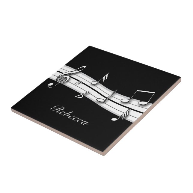 Carreau Grey black and white musical notes score (Côté)