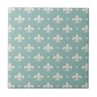 Carreau Grey Fleur De Lis motif sur arrière - plan turquoi