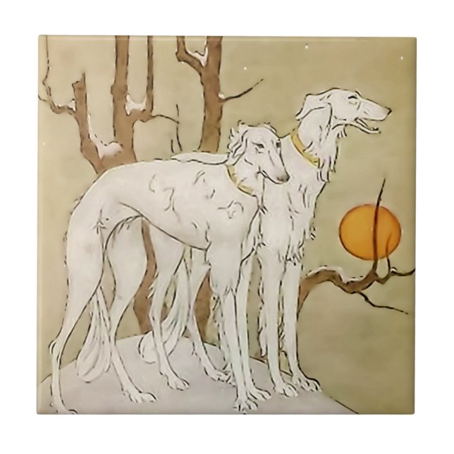 Carreau « Greyhounds in Winter » par Marjorie Miller (Devant)