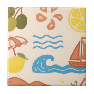 Carreau Gribouillages d'été au citron de plage Vibes ludiq