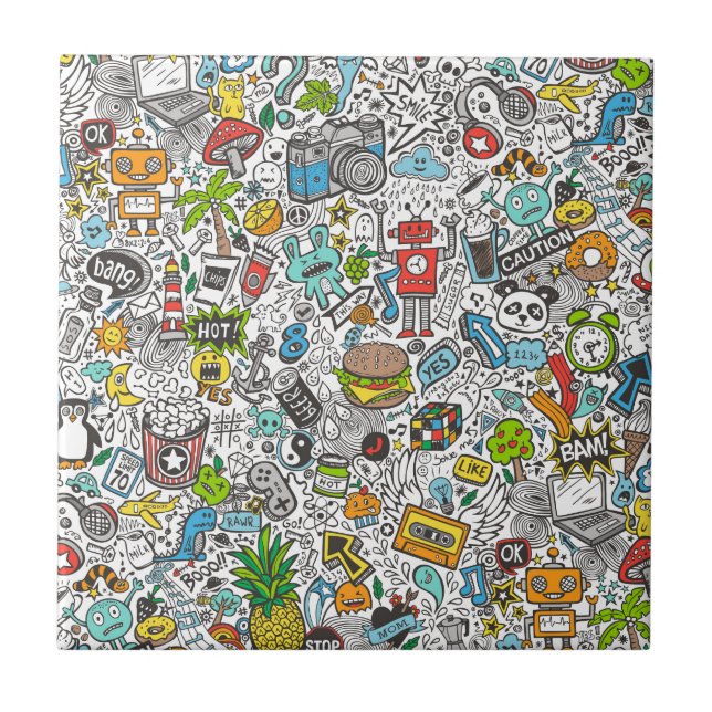 Carreau Griffonnage comique de Popart (Devant)