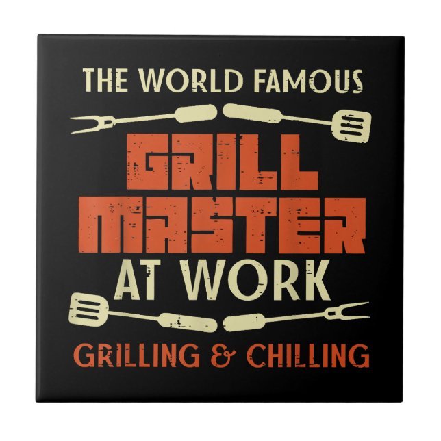 Carreau Grill Master At Work Grilling Chilling Funny Bq P (Devant)