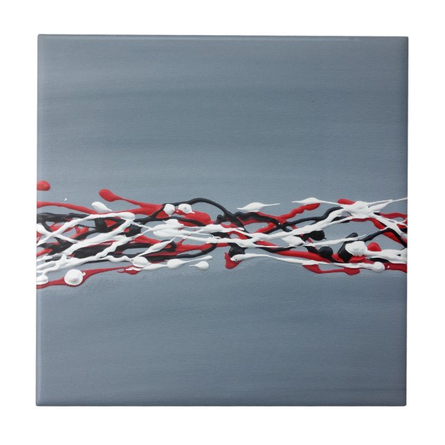 Carreau Gris art abstrait rouge et noir (Devant)