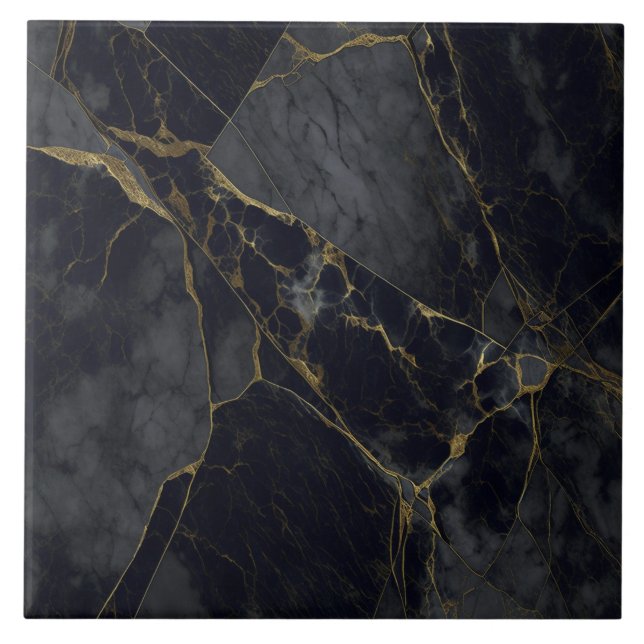 Carreau Gris de granit et céramique noire Carrelage brisé  (Devant)