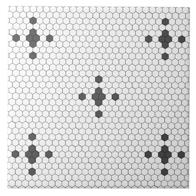 Carreau Gris étoile 4 pointes Faux Penny Tile Hexagon Tile (Devant)