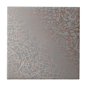 Carreau Gris géométrique de motif d'or rose élégant