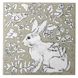 Carreau Gris Lapin Lapin Oiseau Flore Dessin Dessin Dessin
