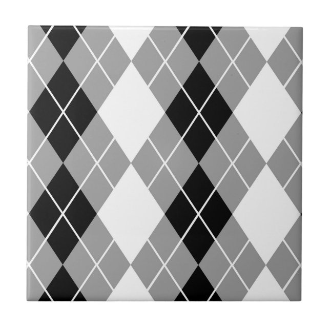 Carreau Gris noir blanc Jacquard Diamant Design (Devant)