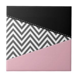 Carreau Gris Zigzag, Gris Chevron, Motif Zigzag, Rose