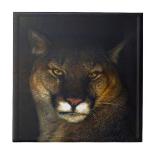 Carreau Gros Chat Cougar Mountain Lion Art Design