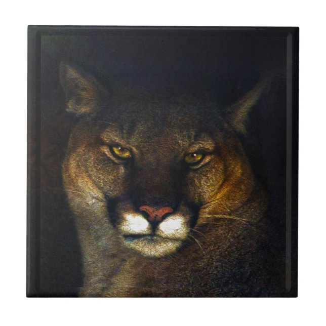 Carreau Gros Chat Cougar Mountain Lion Art Design (Devant)