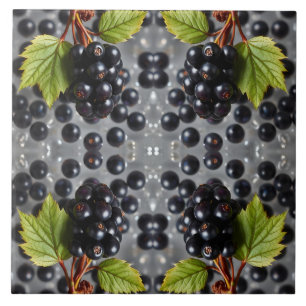 Carreau Groseilles noires Baies et motif de feuille verte