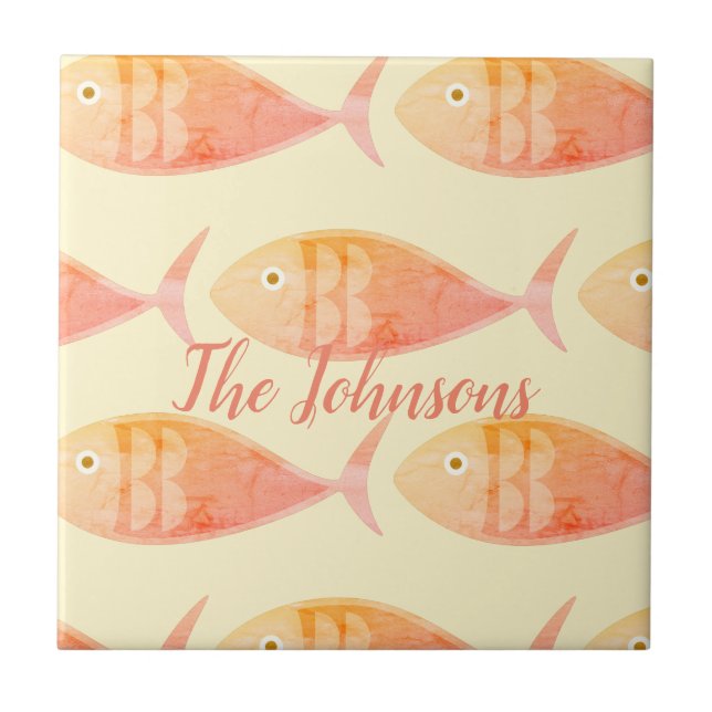 Carreau Groupe de poissons saumons (Devant)