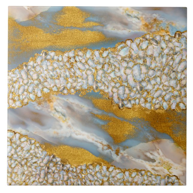 Carreau Groupe Pearl et or sur le marbre (Devant)