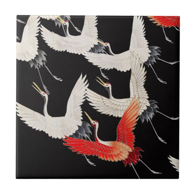 Carreau Grues volantes : Japonais Bird Kimono Art (Devant)