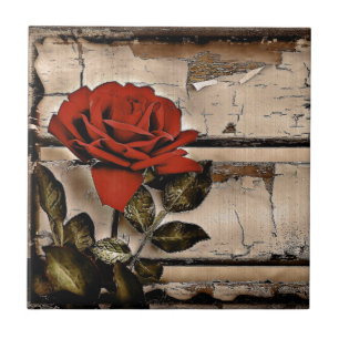 Carreau Grunge Distressed Barne Bois Rustique Rose rouge